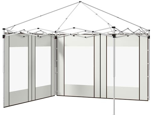 Outsunny Panneaux latéraux pour Gazebo avec Portes et fenêtres zippées, pour Gazebo Pop-up de 3x3(m) ou 3x6m, 2 Lots de Panneaux latéraux de Remplacement, Blanc