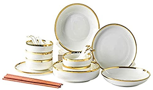 Elegante Servizio da Tavola per Ristorante e Casa di Lusso, Set di Stoviglie in Porcellana Bianca, Set Completo di Piatti e Ciotole in Ceramica, Set di Piatti Rotondi di Alta Classe Vintage di Creati