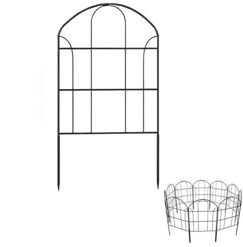 DECORN Clôture de Jardin Décorative 10 Panneaux - Barrière pour Animaux à Bordure en Fil Métallique Antirouille pour Chien - Bordure de Fleurs pour Cour, Paysage,10.8ft (L) x 24in (H) Arched