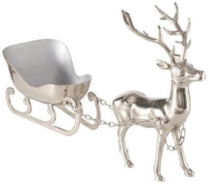 Sektkühler Hirsch mit Schlitten Silber Aluminium Vernickelt 86cm