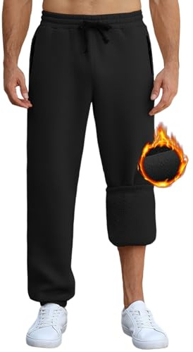 CMTOP Pantalon de Jogging pour Hommes Survêtement Chaud Doublé de Polaire Pantalon de Sport Décontracté en Coton avec Poche Pantalons Baggy d'hiver pour L'intérieur et L'extérieur