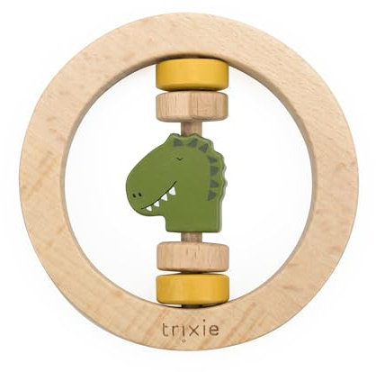 Trixie Rassel aus Holz – Mr. Dino – FSC-zertifiziertes Holz – BPA-freie Babyrassel – sicheres, langlebiges und leicht zu greifendes Design für Kleinkinder, grün