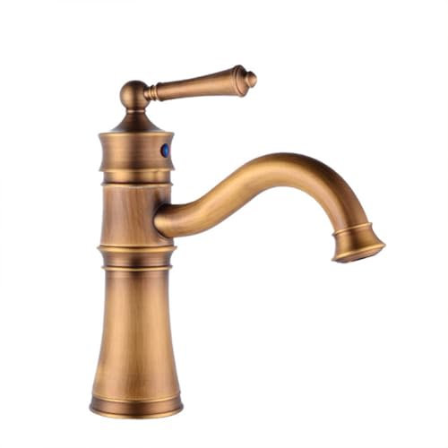 Wasserhahn Bad Waschtischarmatur Retro Antik Stil 360° Drehbar Messing Einhebel Mischbatterie Waschbecken Armatur, Badarmatur Waschtischbatterie Badezimmer, Bronze
