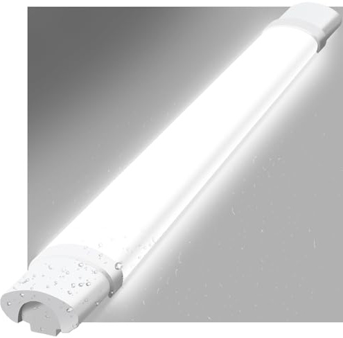 CBJKTX Deckenlampe LED Feuchtraumleuchte 120CM Deckenleuchte 36W | Deckenbeleuchtung Lang Kellerlampe IP65 Leuchtstoffröhre Wannenleuchte Kaltweiß 5000K Bad Garage Werkstatt Küche Büro Flur