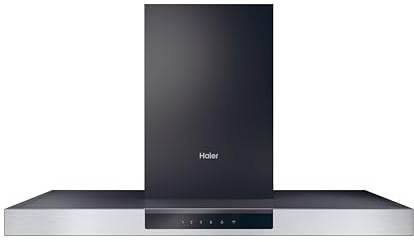 Haier I-Link HATS9CBS2XWIFI Campana Extractora de Pared 90cm, WIFI, Potencia 746 m3/h, Motor 170W, 4 Velocidades, 64 db, Filtros carbón, 3 Filtros Antigrasa, Luz LED, Negro con frontal Inox