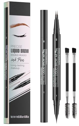 Augenbrauenstift - Wasserfester Microblading Eyebrow Pen 2-in-1 Dual-Ended 3d Augenbrauenstift mit 2 Gabelspitzen für einen natürlichen Look und ein langanhaltendes Ergebnis