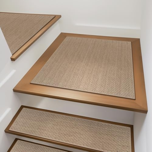 OJIA Tapis d'escalier antidérapant assorti pour marches en bois, dos carré en caoutchouc, tapis d'escalier antidérapant, 76,2 x 76,2 cm