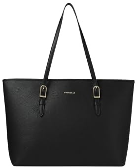 Fiorelli Women's Etta Buckle Tote Bag, Stylish Large Capacity Shoulder Handbag with Internal Pocket & Detachable Pouch, Black Faux Leather