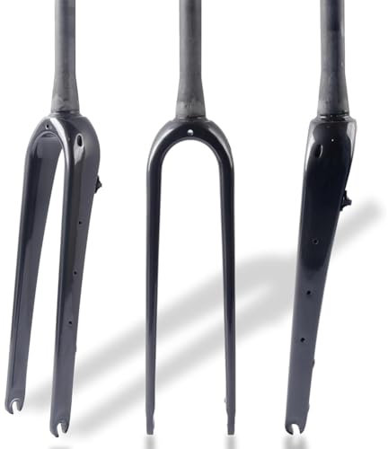 MegLob 700C Starre Fahrradgabel Aus Kohlefaser, MTB-Vorderradfedergabel, Gerades Rohr/Konisches Rohr, Schnellspanner-Vorderradgabel Mit Scheibenbremse,Tapered Bright Black