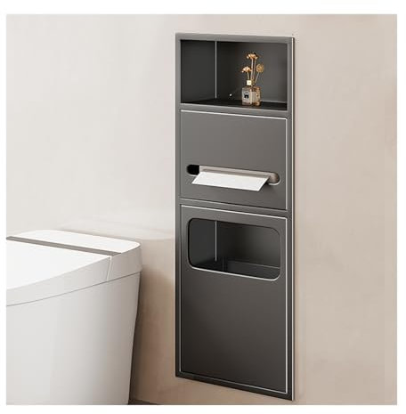 Shower Niche, Stainless Steel Embedded Wet Room Alcove, Shampoo Toiletry Toilet Paper Waterproof Storage Shower Organiser, Home Bedroom Kitchen Bathroom Shelv,Grey-70x28x13.5CM/27.56x11.03x5.35in