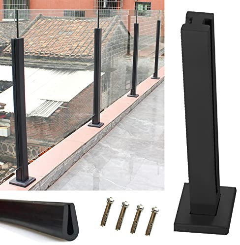 Geländersystem aus schwarzem Glas, 100 cm, kommerzieller quadratischer Pfosten für Innen- und Außenpool, Dachboden-Trennwände und Treppen, langlebige Glaszaun-Lösung