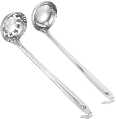 POPETPOP 2pezzi Mestolo in Acciaio Cucchiaio Piccolo Per Zuppa Mestolo Per Cucchiaio Da Cucina Con Antiscivolo Per Servire Alimenti Caldi