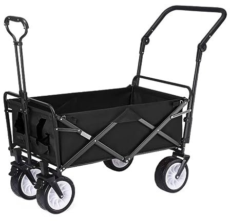HYKJCSS Chariot à roulettes Wagon Pliant avec 4 Roues Heavy Duty Trolley Cart Panier pour Extérieur Jardin Camping Pêche Pull Truck Chariot Plage Transport(C)