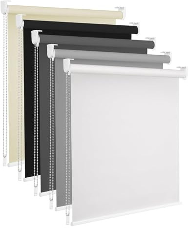 Fensterrollo Innen Ohne Bohren Klemmfix 90 x 100 cm Hitzeschutz Und Sichtschutz, Thermorollo Klemmfix Ohne Bohren Inkl. Klemmträger Blickdicht Rollo für Tür & Fenster, Schwarz