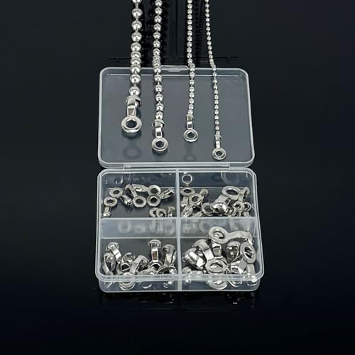 ROEIEIS 40Pcs Ball Chain Loop Connectors, 4 Sizes Fit 2.4mm/3mm/4.5mm/6mm Ball Chains, 304 Stainless Steel Jewelry Clasp Loop Findings for Fan Pull Chains & DIY Crafts