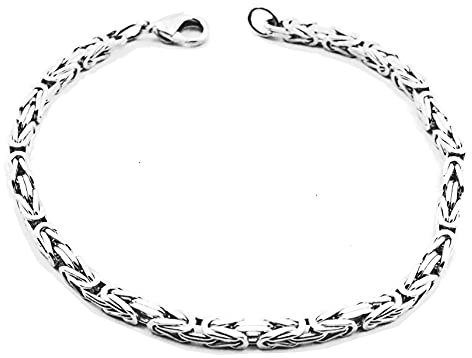 Tendenzalia kungligt armband original italiensk byzantiner-kedja silverpläterad 3 mm bred längd 19 cm