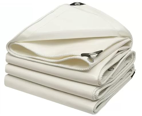 Lona impermeable resistente de 3 m x 4 m, lona blanca con ojales, duradera para el suelo, camping, cobertizo, cubierta de techo, protección al aire libre, resistente a los rayos UV, resistente a la