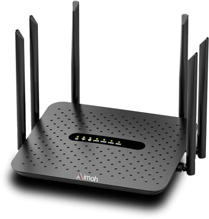 1200Mbps Wifi Router, 6 External Antennas WiFi 6 Router for Enhanced Coverage up to 2500 sq ft, Dual-Band 5GHz & 2.4GHz, MU-MIMO Supports for up to128 Devices, for Home & Business Complete Set