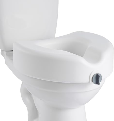 VEVOR Rehausseur de Toilette Charge 158,76 kg, Réhausse WC Hauteur de Levage de 12,7 cm, Siège de Toilette Surélevé avec Ouverture Élargie, pour Personnes Âgées, Handicapés, Patients, Enceintes