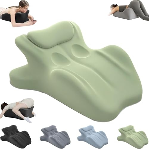 ZeawIEsvbyt Chiro Monk Couples Pillow, 27° Lift Ergonomic Memory Foam Cushion for Intimacy, Lumbar Neck Support Pillow for Home Bedroom (Green)