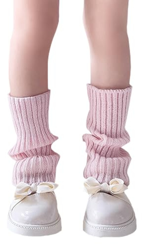 NiceYnn Jambière Enfant Tricotée Elastique Guêtre Danse Fille Jambe Chaude Automne Hiver Sport Randonnée Halloween Rose