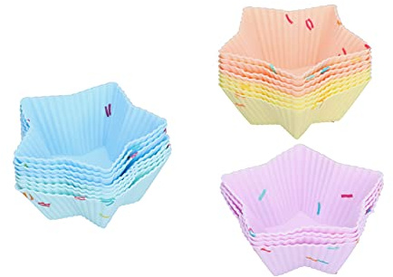 flexman 20 Pirottini in Silicone Riutilizzabili, Stampi per Pirottini per Muffin e Cupcake a Forma di Stella, Lavabili in Lavastoviglie, Stampo per Cupcake in 5 Colori per Muffin