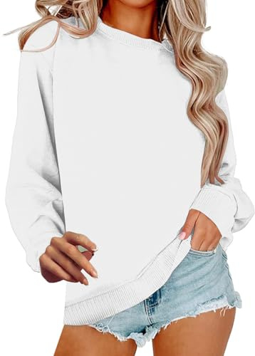 Chic damtopp - damtopp vårskjorta enfärgad tröja crewneck toppar långärmad tröja chic tröja vår höst ledig skjorta toppar enkel tröja, Gy1, XXL
