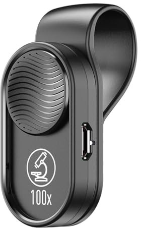 Gatuida Tragbare Universallupe mit 100 Facher Vergrößerung LED Taschenmikroskop aus Glas für Smartphone Kamera Kompatibel für Schmuck und Juwelierarbeiten