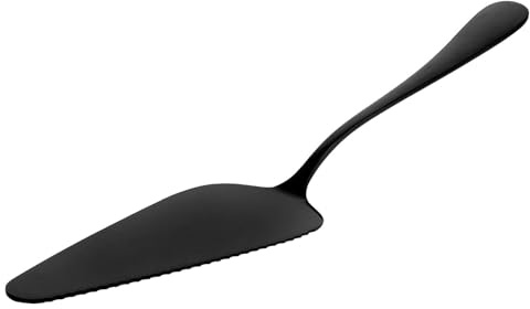 FELTECHELECTR Paletta per Torte in Acciaio Inox Seghettata, Colore Nero, Spatola Placcatura Titanio per Pizza e Formaggio, Utensile da Cucina per Casa e Panetteria