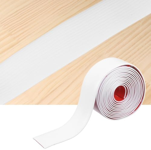 QUARKZMAN Bodenübergangsleisten 13.12Ft X 1.97Zoll (L X B) Geprägte Selbstklebende Vinyl-Bodenkantenleisten PVC-Boden Flache Trennleiste Abdeckleisten Zum Verbinden Von Bodenfugen Weiß