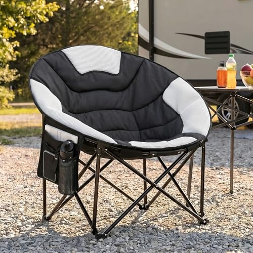 LIFERUN Campingstol, vikbar 150 kg, bekvämt ryggstöd, campingstol, campingsoffa för 1 person, fällstol, camping, lätt, med bärväska för picknick, för utomhus, inomhus, trädgård, balkong