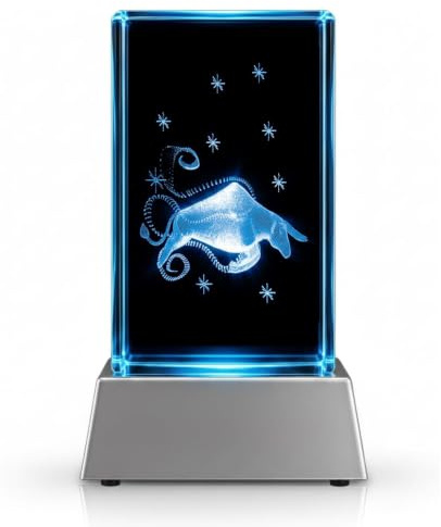 Stier Sternzeichen Kristall Glasblock 3D Laser Gravur – LED Nachtlicht Geschenk Dekoration