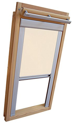 Hochwertiges Verdunkelungsrollo Rollo mit Seitenschienen für Velux DKL/DKU-EP GGU,GPU,GHU,GTU FK06 creme // Verdunkelungsrollo/Verdunkelungs-Rollo/Fensterrollo