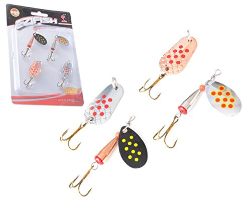 ELBFANG 4X Blinker Spinner Set Raubfisch Angelset Barsch Forelle Hecht