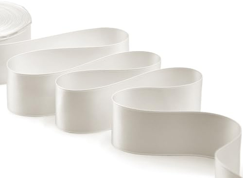 Furlanis - Doppelsatinband, Italienische Gewebe - Naturweiß, 40 mm x 25 m