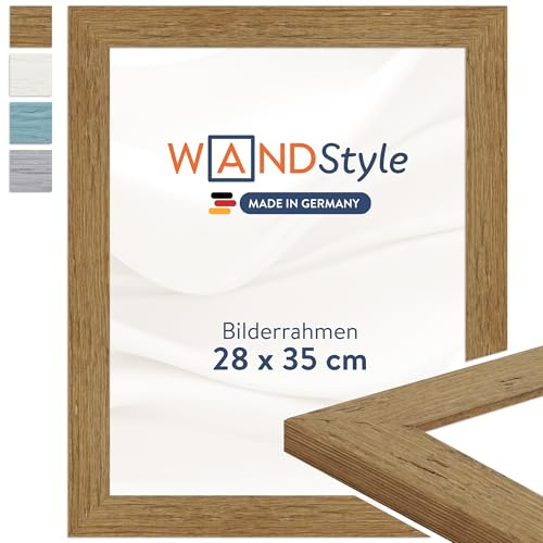 WANDStyle Bilderrahmen 28x35 Eiche, rustikaler Bilderrahmen Holz 28x35 cm | Hochwertiger Holzbilderrahmen, Posterrahmen zum Aufhängen, Rahmen 35x28 cm, Fotorahmen H750 - Made in Germany
