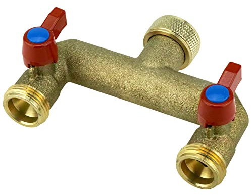 Wasserverteiler 2-Wege 3/4IG - 2x3/4AG | Anschluss von 2 Geräten 2-fach Ventile. Messing blank