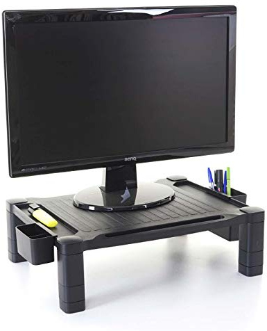 Mendler Monitorerhöhung HWC-E61 Kunststoff 13x43x33cm | Monitorständer, Schreibtischaufsatz, Bildschirmerhöhung