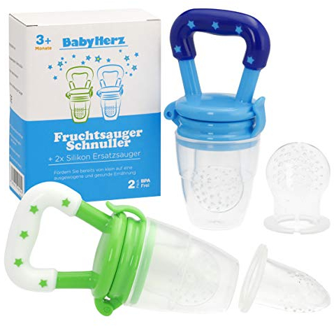 Baby Fruchtsauger Set (2er-Pack) - Schnuller zum befüllen mit Obst für Kinder (Blau)