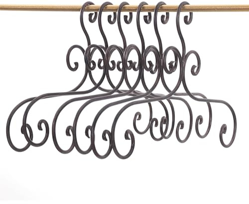 6 Vintage KLEIDERBÜGEL Amelie | Metall, antik-braun, 41x24cm (BxH) | Kleiderhaken Set im Shabby Design