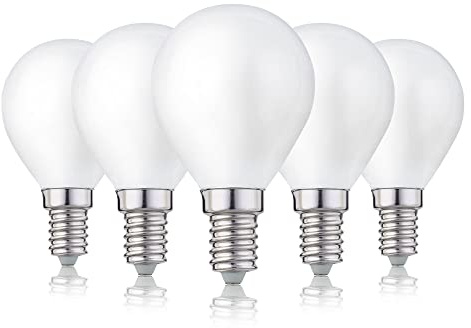 hellum E14 LED Glühbirne, G45 LED Lampe 4,5W als Ersatz Leuchtmittel für 40-Watt Glühbirne, LED E14 warmweiß mit 2700 Kelvin, 470 Lumen LED Filament Matt, 5 Stück 208214