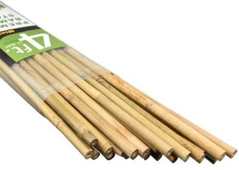 Mininfa Natural Bamboo Canes 4 Feet, Bamboo Stake, Eco-friendly Garden Stakes, Plant Stakes Supports Climbing for Tomatoes, Trees, Beans, 25 Pack