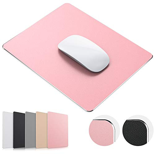 JEDIA Mouse Pad, Rose Gold Hard Metal Aluminum Mouse Pad, Premium Dual-Side Waterproof Fast and Accurate Control Mousepad for Office, Home and Gaming, Small Size, 9×7