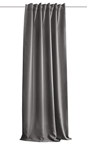 HOMEbasics Tenda acustica tinta unita | ACUSTICO | protezione da rumore, calore, freddo e correnti d'aria + oscurante, grigio, 160 x 135 cm