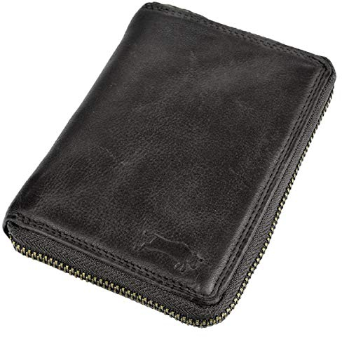 Ven Tomy Geldbörsen - Kleine Geldbörse Brieftasche für Damen und Herren Leder - Hochformat klein Vintage Grau
