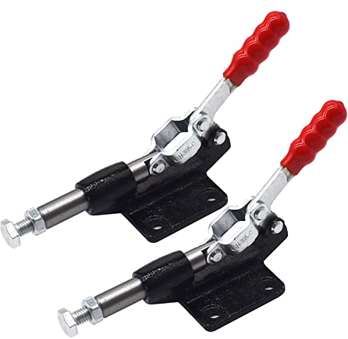 Kippklemme,Guador 2 Stück Push Pull Action Handwerkzeug Leichte Schnellspanner Werkzeug Schubstangenspanner mit waagrechter Grundplatte Anti-Rutsch Vertikale Clamp (227kgf)