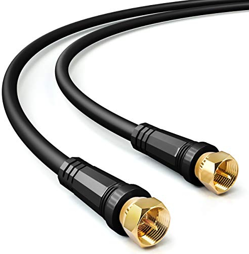 deleyCON 3,0m SAT TV Antennenkabel Koaxial Kabel HDTV 4-Fach Schirmung DVB-S DVB-S2 Radio DAB Vergoldete Metallstecker Schwarz