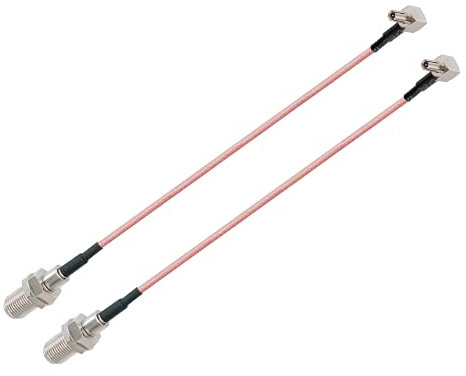 Vecys F Female to TS9 Male Right Angle 90 Degree RF Coaxial Cable RG316 15CM/6IN for 2G 3G 4G Antenna Router TV HDTV DVB-T DVB-T2 (2pcs)