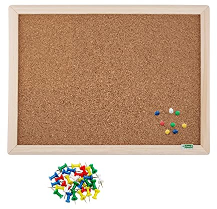 D.RECT Tableau D'affichage en Liège avec Cadre en Bois - Inclus 35x Punaises Multicolores - Tableau en Liège 30 x 40 cm ou 40 x 30 cm - Suspension Verticale et Horizontale