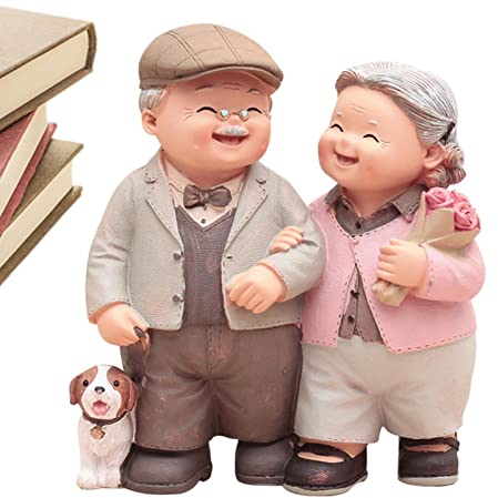 Ältere Paare Aus Kunstharz, Niedlich Miniatur Deko Harz Ältere Paar Figuren, Garten Figuren Oma Opa Statue Figuren, Hochzeit Geschenke Für Home Decor Oma Und Opa